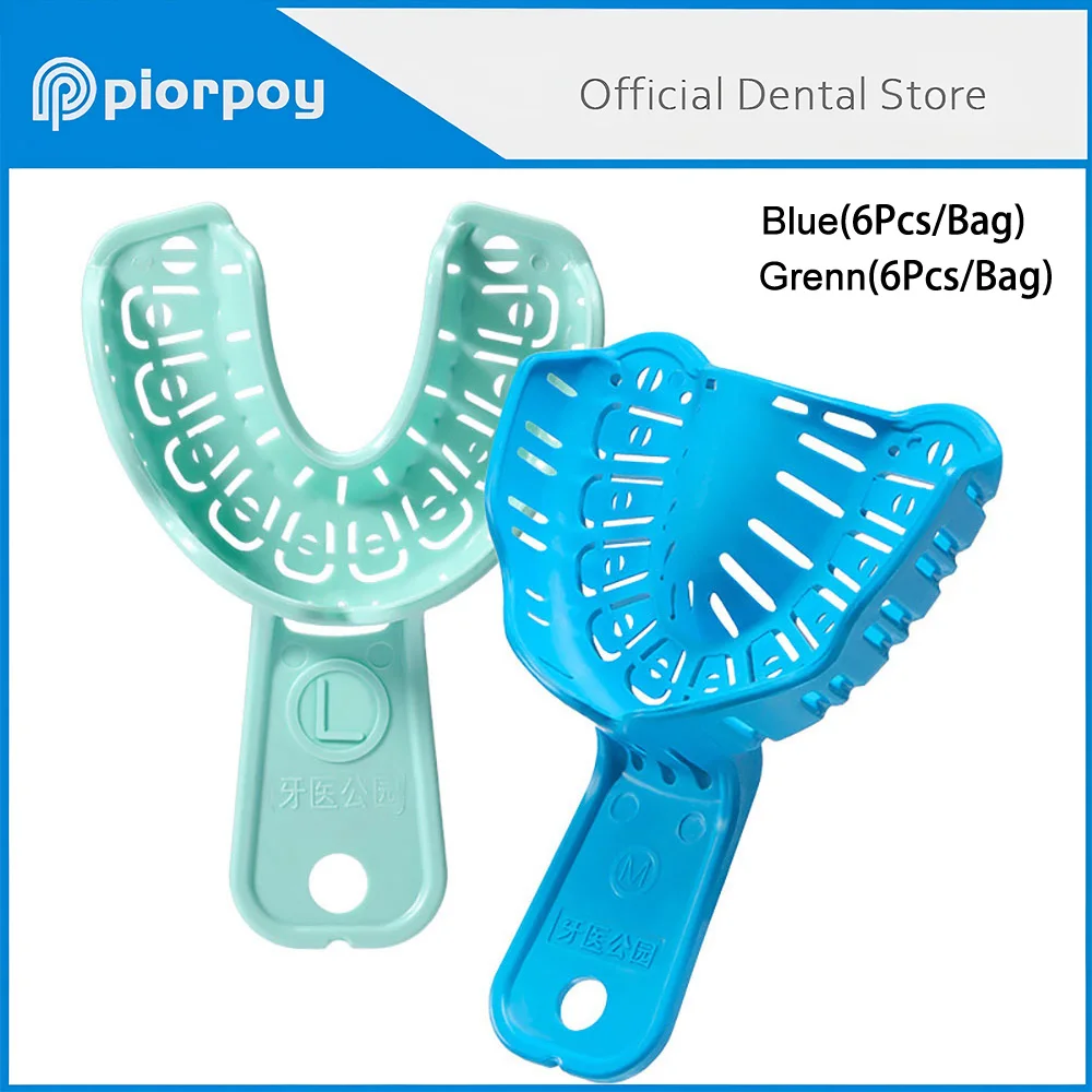 

PIORPOY 6Pcs/Set Dental Impression Plastic Tray Full Mouth Removable Partial Mold Tray S/M/L Dental Implant Tray To Fold