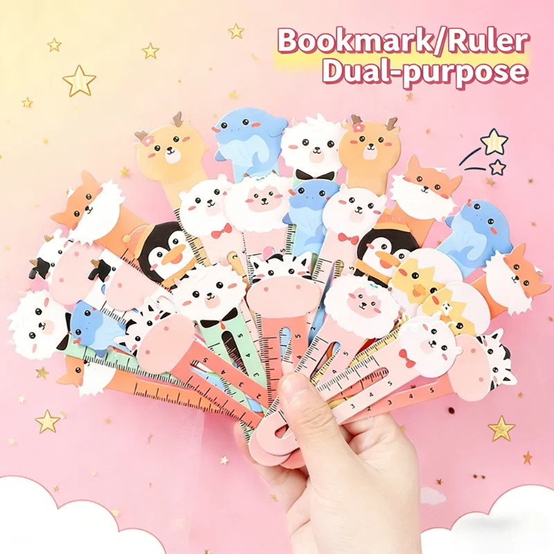 

100, закладки с мультяшными животными, закладки и линейки двойного назначения, подходящие для офиса и школы, милые плюшевые мишки и котят.