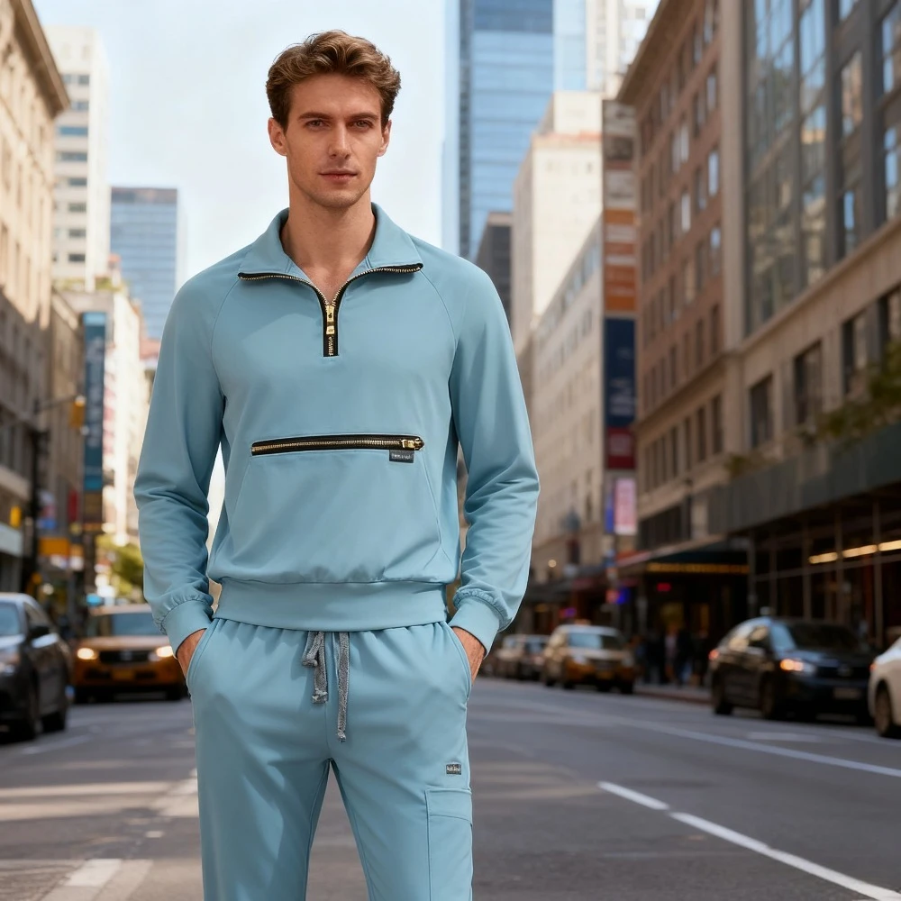 ชุดสครับแขนยาวสำหรับฤดูใบไม้ร่วงสำหรับผู้ชายและผู้หญิง - ชุดยูนิฟอร์มคอปกแบบมีรอยบาก ยืดหยุ่น สวมใส่สบาย