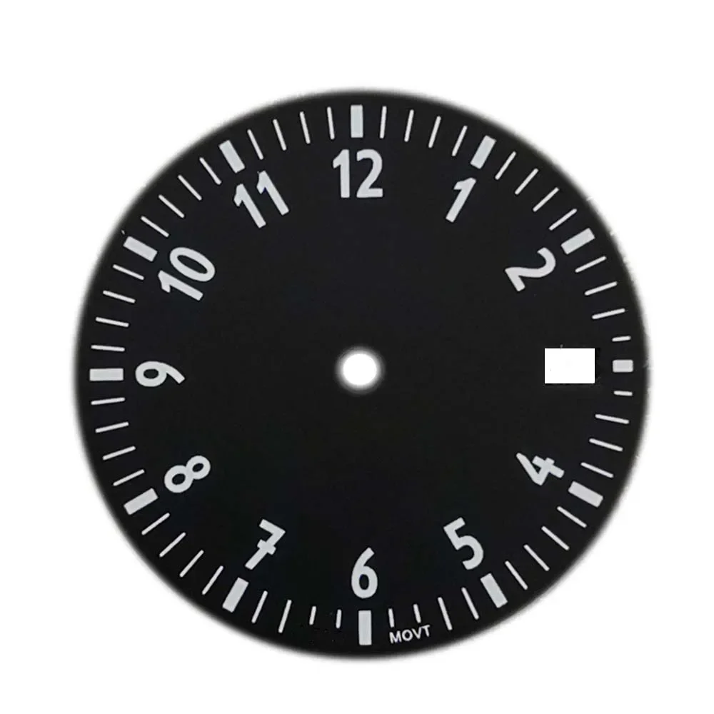 Esfera de reloj de 28,5mm, esfera de reloj verde luminosa negra blanca/naranja con/sin calendario, esfera de repuesto para NH35/NH36/4R/7S