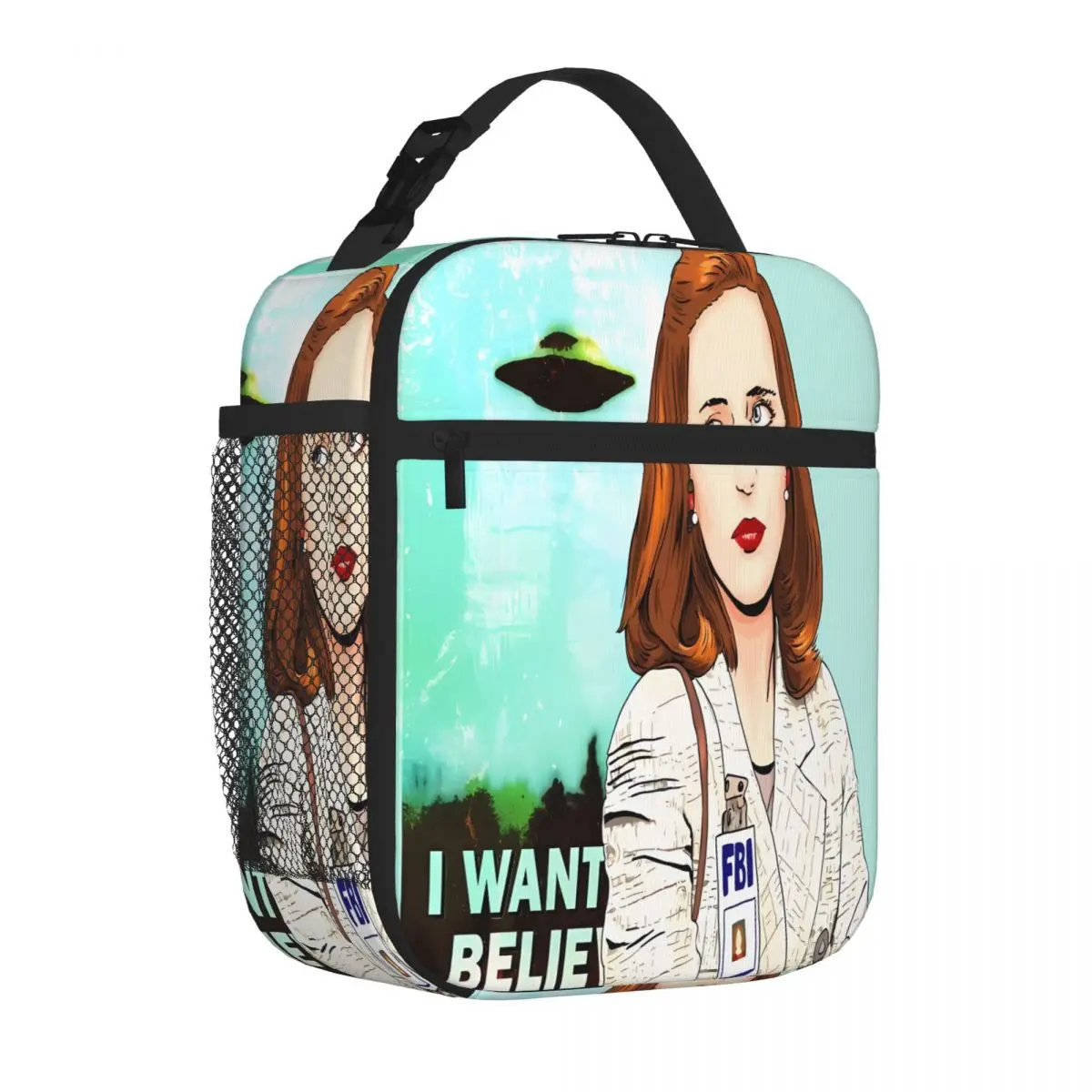 Bestselling The X Files I Want To Believe Dana Scully Striped Lunch Box Bag School Field Trip Picnic Lunch Bag