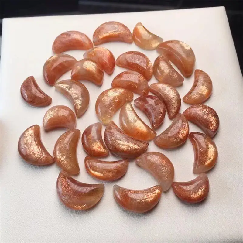 5PCS Natural Golden Sunstone Moon Carving Making For Pendant Earring Bracelet Jewelry Gift DIY Accessories 12-18MM