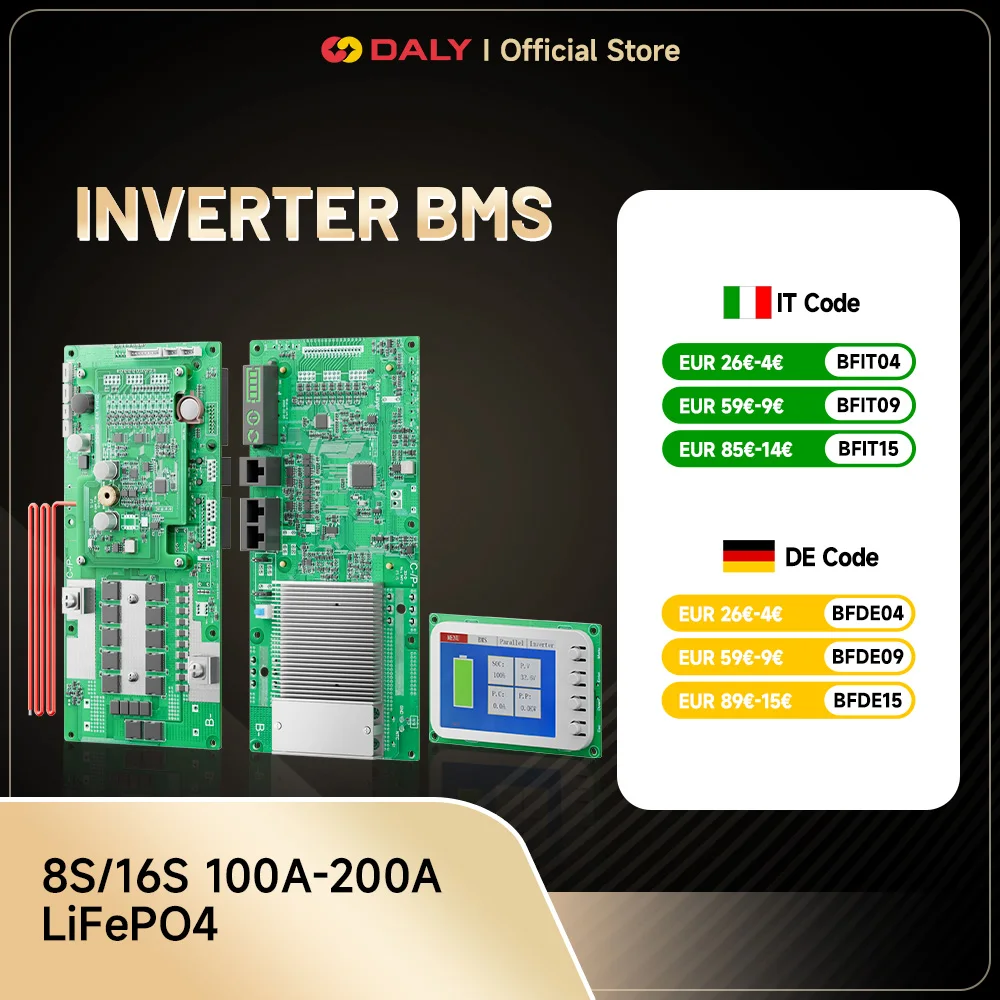 DalyスマートインバーターBMS LiFePo4 8S 16S 24V 48V 100A 1AアクティブバランサーBMSファミリーエネルギー貯蔵（Growatt、Deye、Pylonインバーター対応）