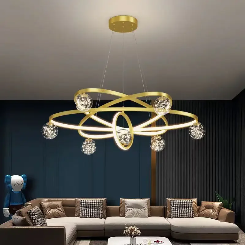 

2023 New Nordic Minimalist Chandelier Full of Stars Luxurious Dining Room Bedroom LED Ceiling Lamp Modern Living Home Decor