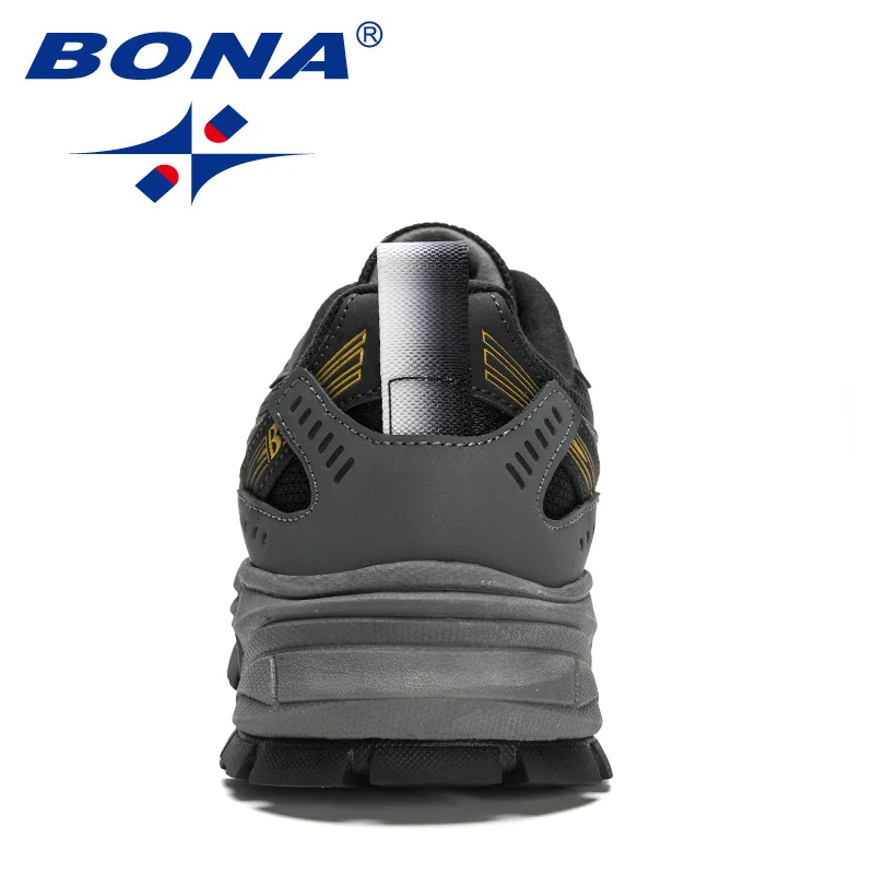 BONA 2023, nuevos diseñadores, zapatos para correr de malla de cuero de acción, zapatos transpirables para correr para hombre, zapatillas deportivas