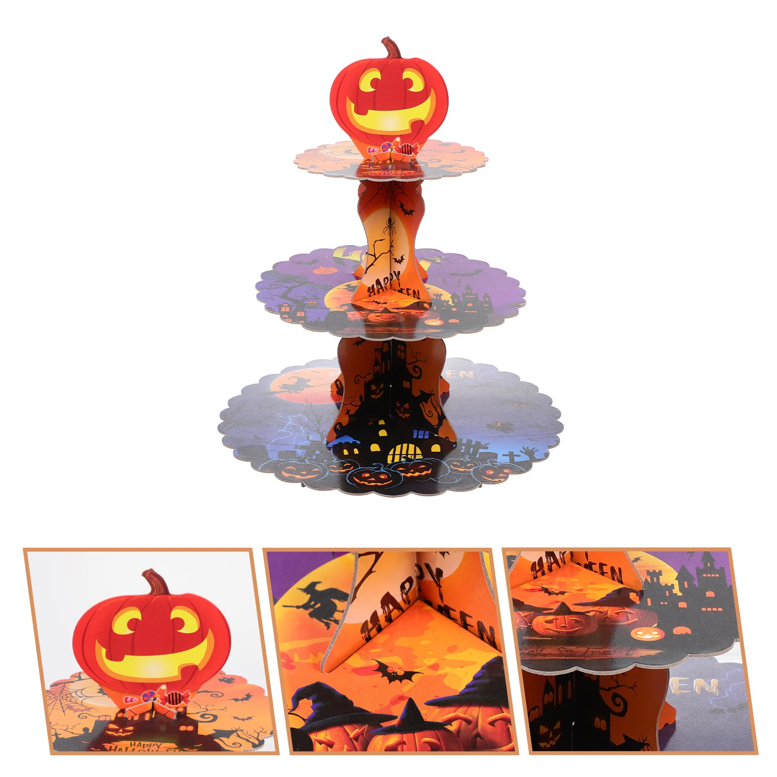 Paper Cake Stand Decor Party Cupcake Holder Multi-layer Tower Decorative Halloween Prop Pastry Supplies