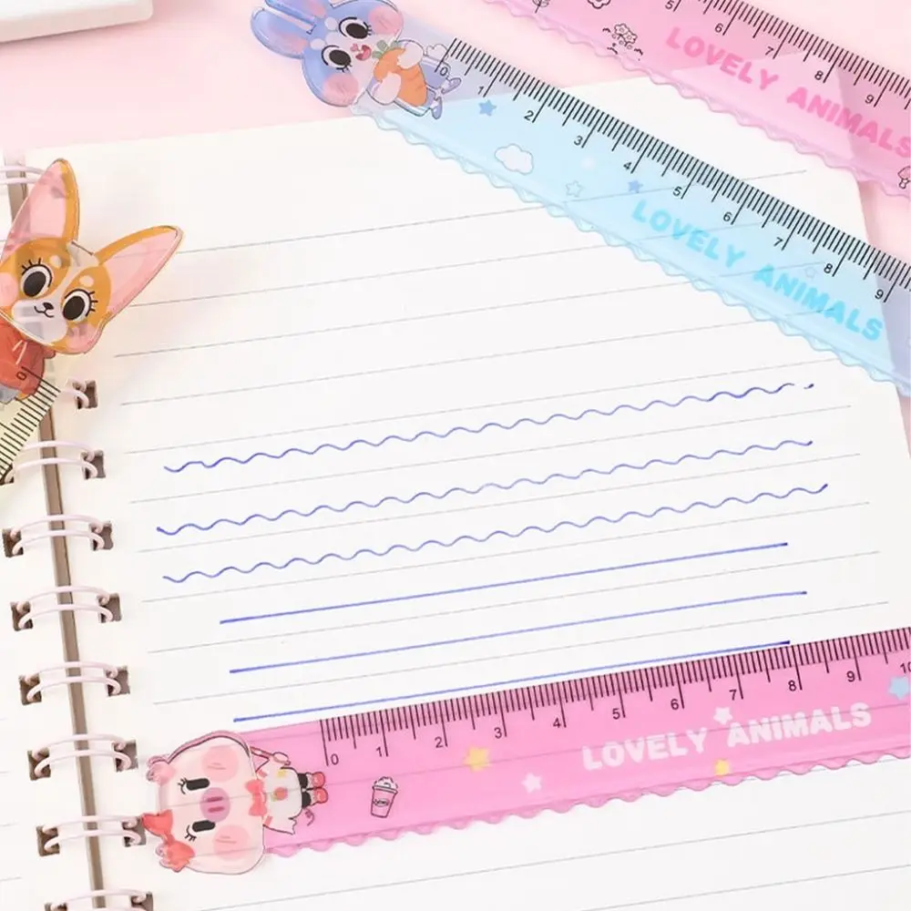 New Plastic Straight Ruler School Office Supplies Planner Accessories Ruler Rabbit Drawing Tools