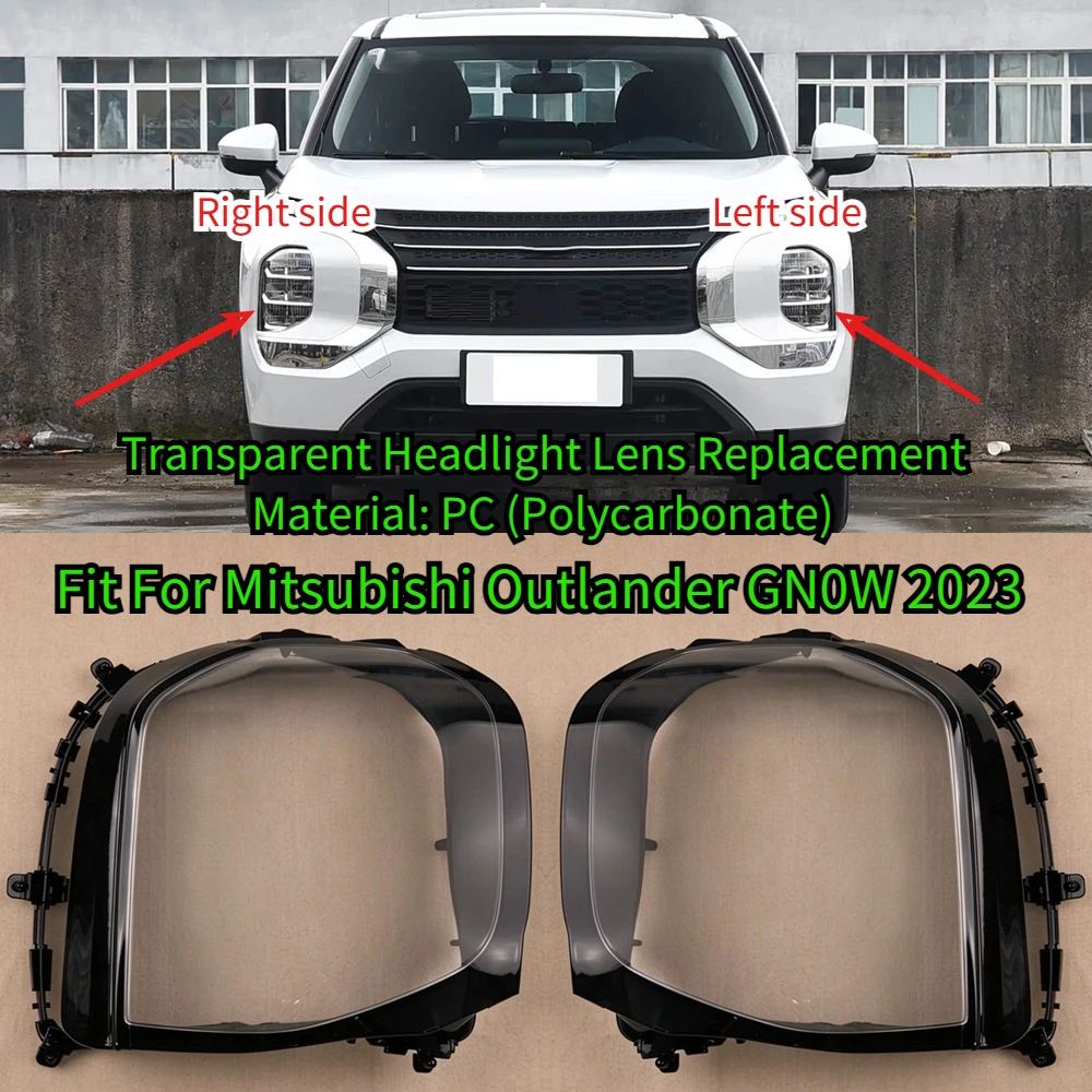 Headlight Lens Shell Fit For Mitsubishi Outlander GN0W 2023 Front Head Lamp Transparent Cover Replacement Repair Auto Spare Part