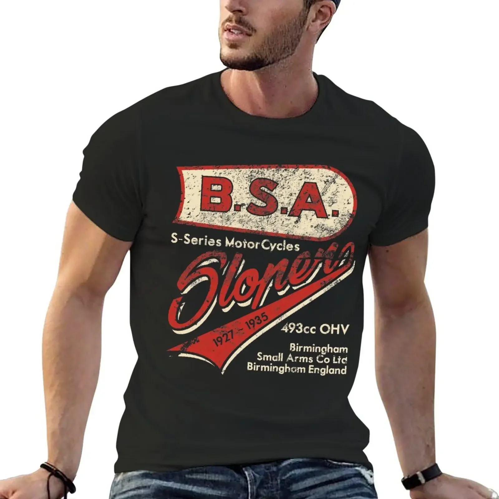 

New BSA Slopper Distressed Vintage Motorcycle Design Retro Comfy T Shirt T-Shirt sweat shirt T-shirt short mens funny t shirts