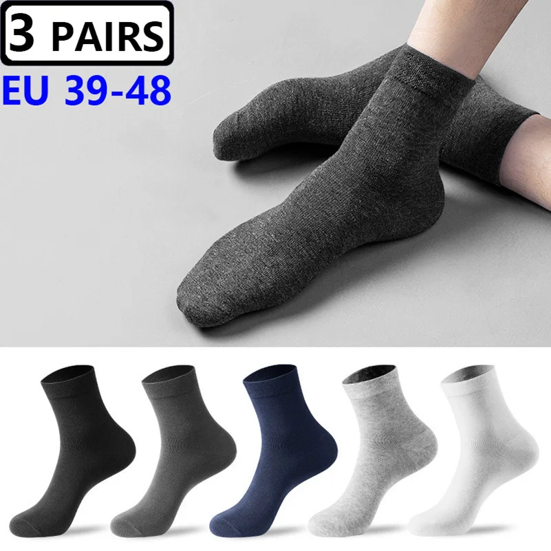 10pcs=5pairs Men Cotton Socks Classic Black Business Men Socks Soft Breathable Summer Winter for Male Socks Plus Size EU46,47,48