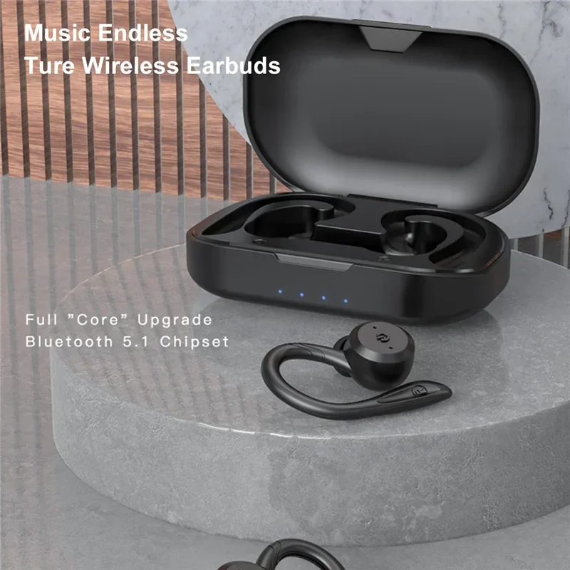IPX7 Waterproof Wireless Headset Bluetooth Earphone Dual Wear Style Sport Running Stereo Headphone Long Play Time Mic Earbuds