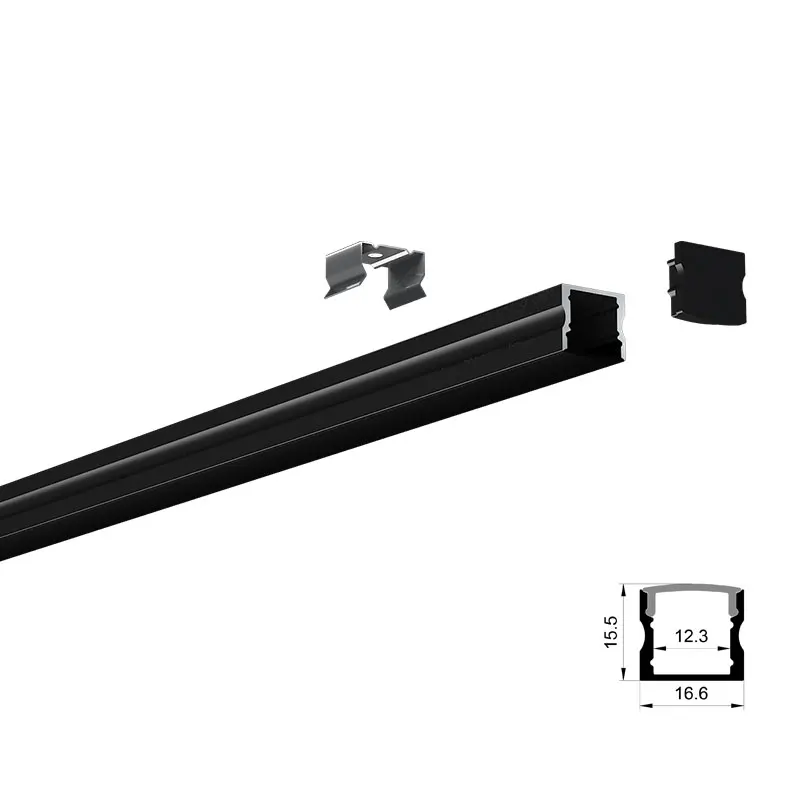 

2.5M/pcs surface mounted LED aluminum profile black LED channel for flexible or rigid LED strips