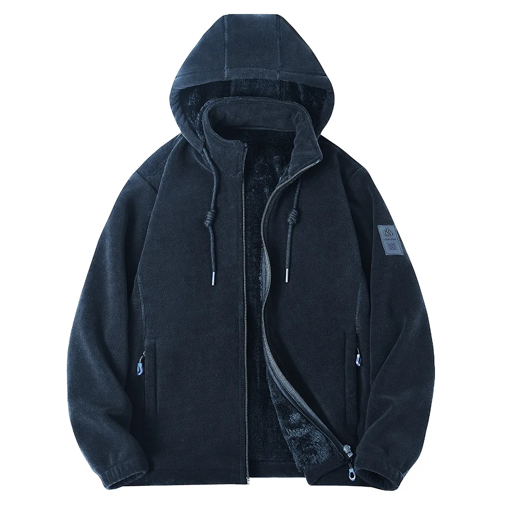 

New Autumn and Winter Warm and Cold-Proof Hooded Fleece-Lined Thickened Fleece Jacket Unisex Polar Fleece Coat