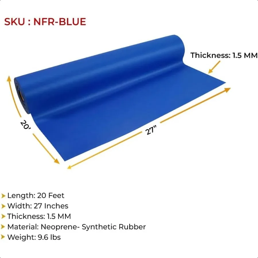 20' x 27" Blue Neoprene Floor Runner Non S Bottom Protect All Floor Surfaces Reusable Floor Protector with SlipProof Surface