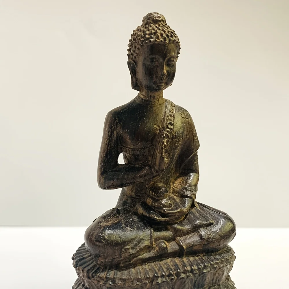 Wooden Zen Buddha Statue Ornament, Christmas and Easter Gift, Natural Texture Entryway Decoration, Meditation Space Display in Study Room, Floor-Standing Carved Artwork, Home Auspicious Protection Crafts