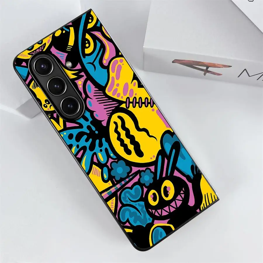 Custodia con design Graffiti Cartoon per Samsung Galaxy ZFold5 ZFold4 ZFold7 ZFold3 Z Fold 7 6 5 4 3 ZFold6 Cover posteriore per telefono