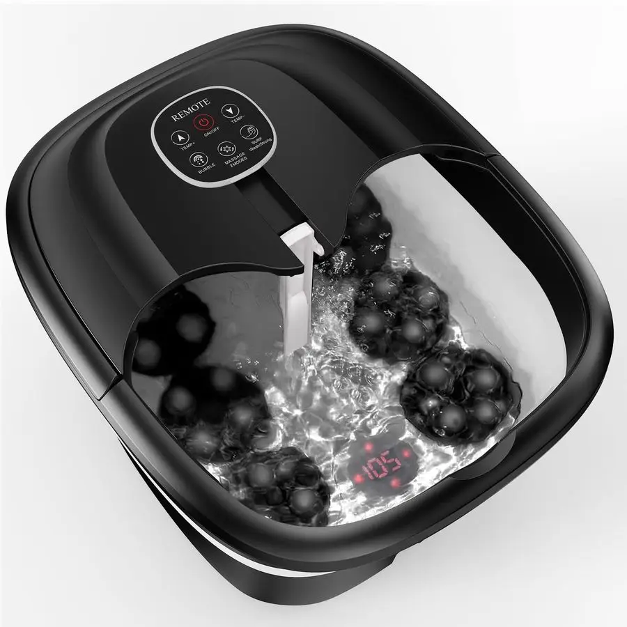 

Foot Spa with Surf Wave Massage, Foot Bath with 24 Motorized Shiatsu Massage Balls, Heat, Bubble and Remote, Foot Bath Massager