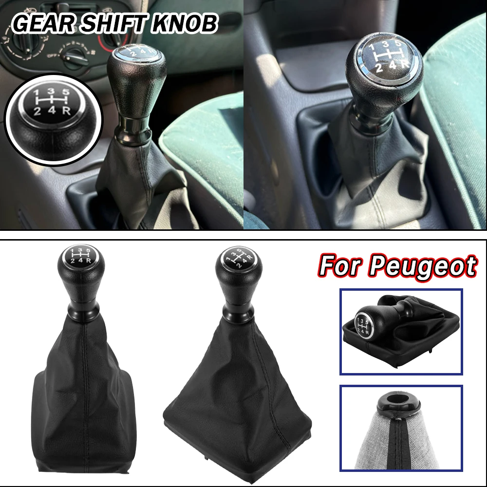 New Product Car Accessories 5 Speed Car Gear Shift Knob Shifter Lever Handball Stick Gaiter Boot Cover For Peugeot 206 406 Auto view 3