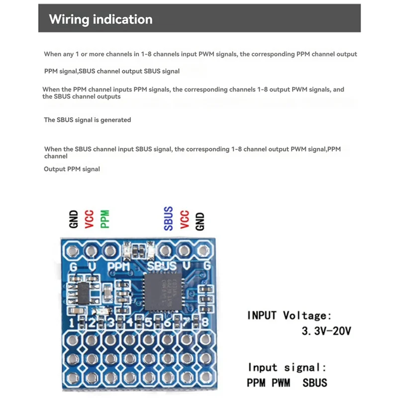Convertitore B58B-SPP-SBUS 8CH per segnale SBUS PWM PPM, 15A 3.3-20V per ricevitori FLYSKY IA6B e FRSKY X8R per aerei RC