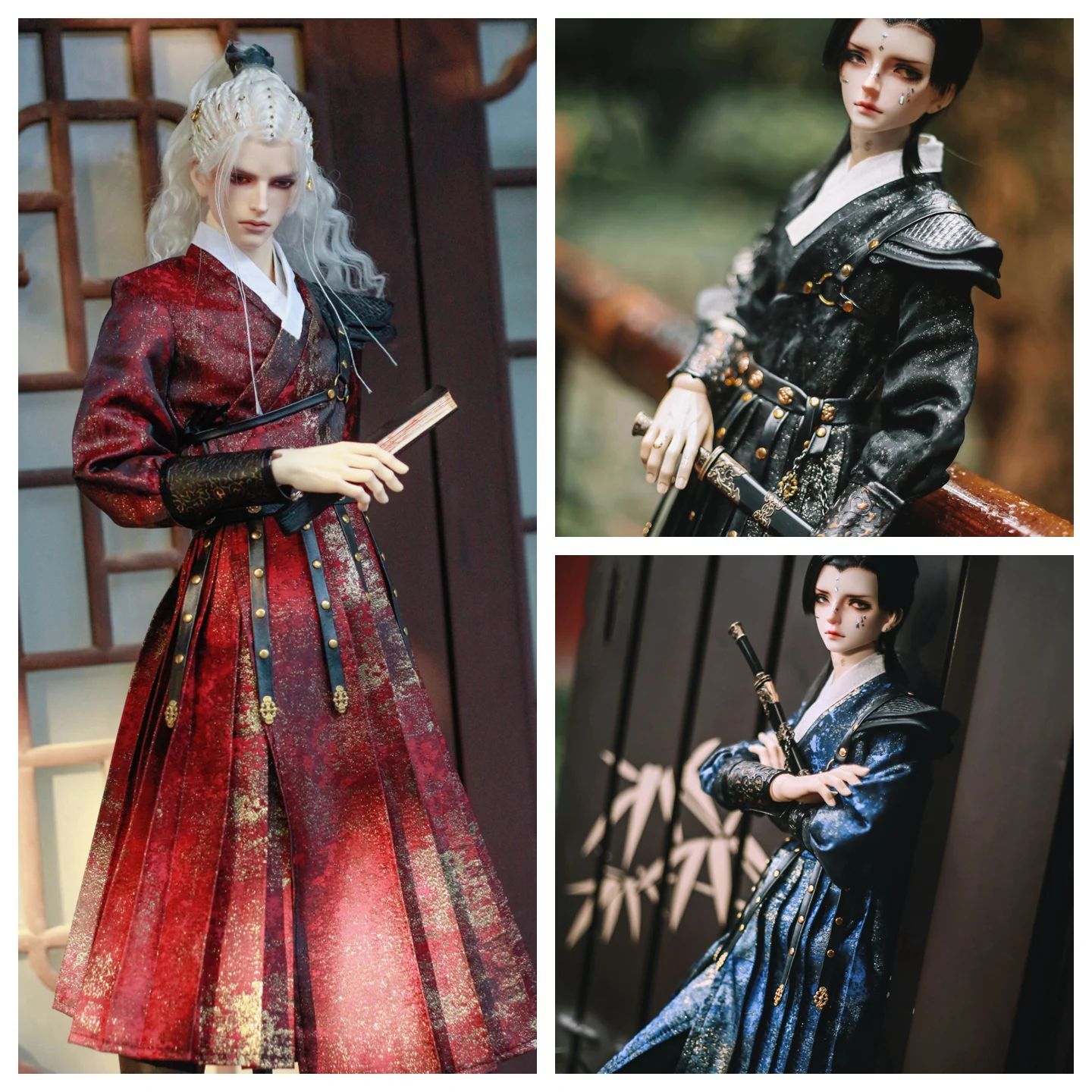 1/3 BJD Clothes Ancient Costume Chinese Hanfu Samurai Royal Guards Outfits For BJD/SD Longhun73 ID75 Strong Uncle Doll C1881