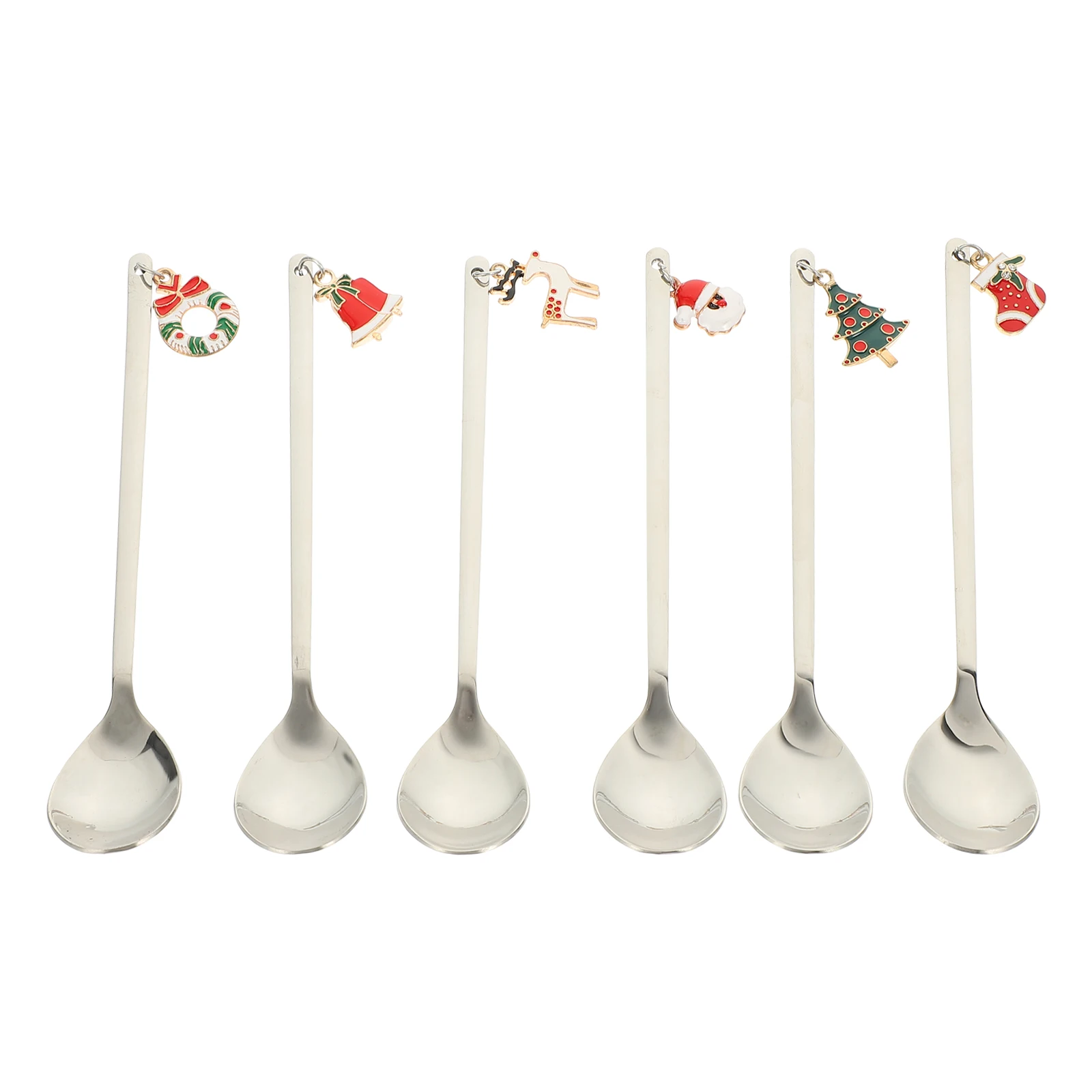 

Stainless Steel Coffee Spoons Christmas Theme Demitasse Spoon Set Portable Dessert Scoop Food Measuring Mini Tableware