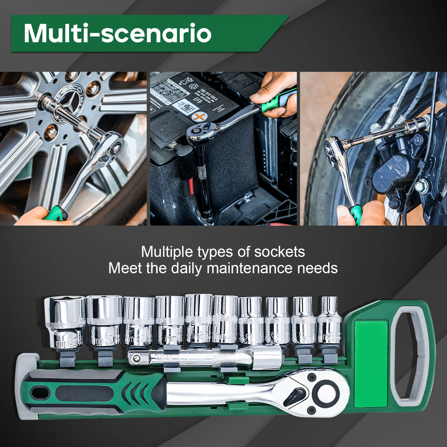72 Tooth Ratchet Wrench Socket Set Auto Tools Set Motorcycle Car Repair Hand Tools Spanner Sleeves Head Auto Repairing Kit view 6