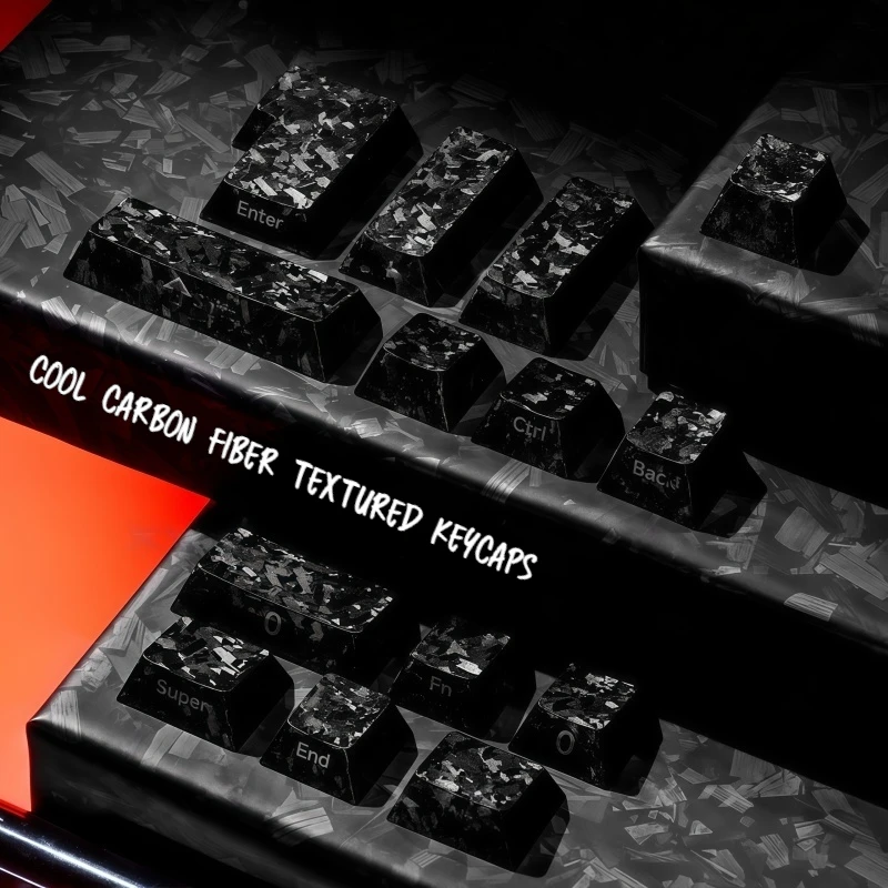 

XVX Carbon Fiber Pattern Themed Keycaps Forged Carbon Texture Side Engraved Opaque Cherry Height 119 Keys Cross Hole PC Material