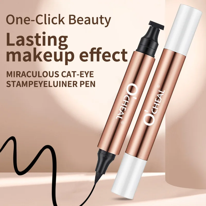 Waterproof Double-headed Eyeliner for Lasting Makeup with Cat-Eye Stamp Feature