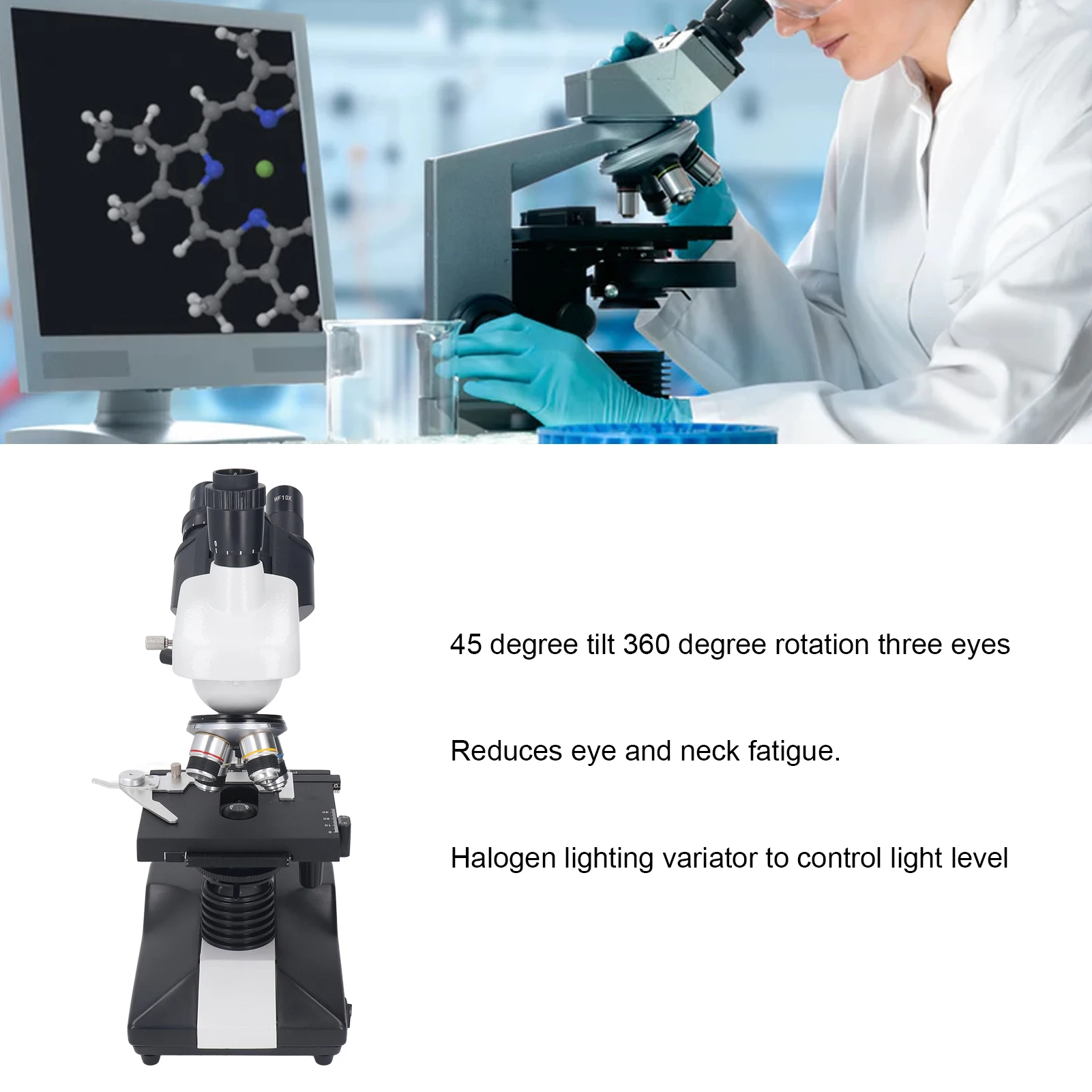 Electron Microscope 40X to 5000X Laboratory Microscope for Clinical Cultured Bacteriology Histology