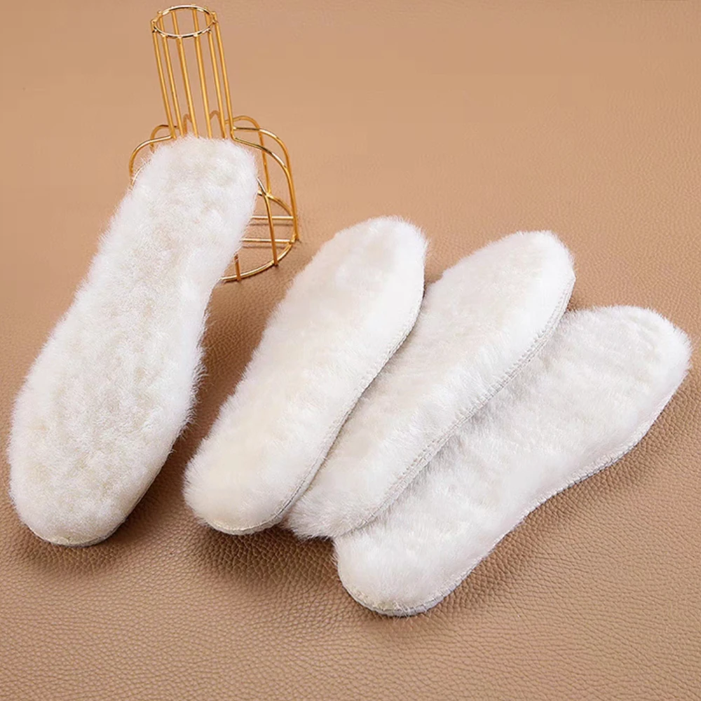 4/2 Stück natürliche Schaffell-Wolleinlegesohlen für Schuhe Männer Winter Füße warm verdicken flauschige Fleece Schuheinlegesohlen Damen Schneestiefel Schuhpolster – Detail 16