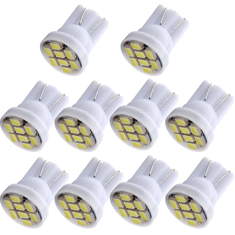 

2/10pcs T10 LED W5W Car Parking Light 8SMD 1210 LED W5W 2825 158 192 168 Wedge Bulb Auto Dashboard Indicator Lamps DC 12V