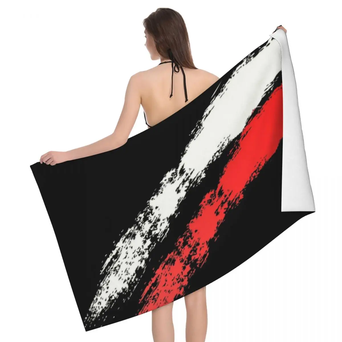 

Poland Polish Flag Beach Towel Custom Polska Soft Linen Microfiber Bath Towels