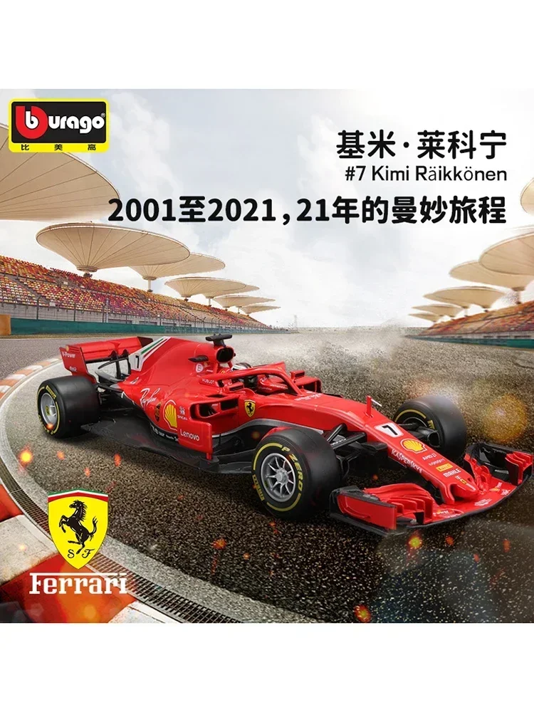 Bburago 1:18 Ferrari F1 SF21 2021 Die Cast #16 #55 Charles Leclerc mobil logam campuran Model koleksi Model Play 1 kendaraan mainan logam paduan