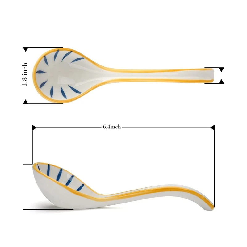 Imagem -06 - Luda 12x Cerâmica Colheres de Sopa Conjunto de Japonês Colher de Sopa Longo Lidar com Colheres de Sopa para Pho Ramen Macarrão Wonton Bolinho Arroz