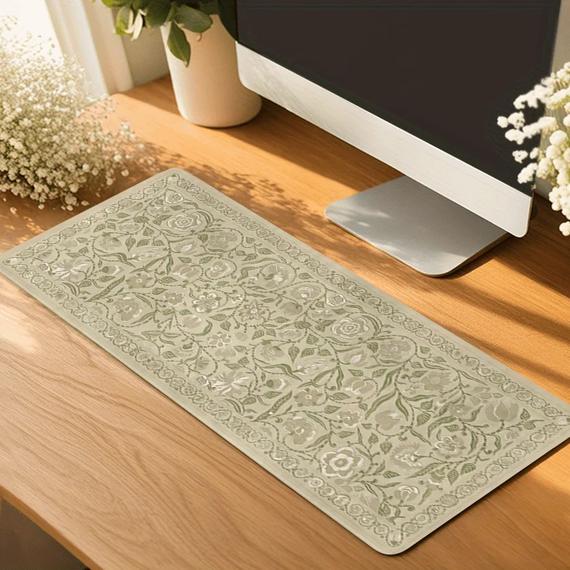 

Большой коврик для стола с цветочным узором, нескользящий, моющийся, для офисных компьютеров