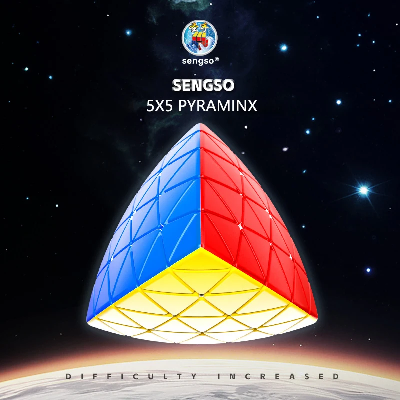 Sengso Pyraminx Speed Cube 4x4 5x5 Pyramid Triangle Cube Stickerless Puzzle Smooth Turning for Kids & Adults Brain Teaser Toys
