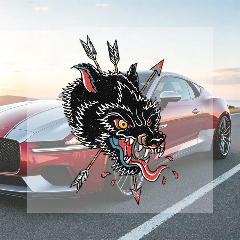 Car Stickers Wolf Head Vinyl Decal Waterproof Die Cut Scratch Resistant for Fuel Tank Gas Cap Dashboard Door Auto Decor
