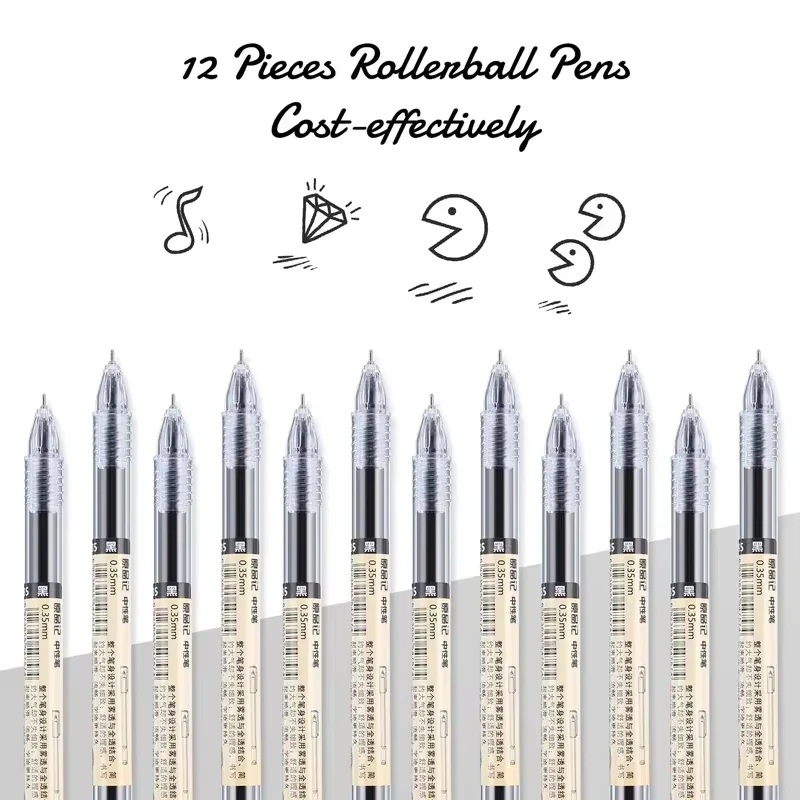 0.35mm fast drying liquid ink pen, smooth handwriting, comfortable grip, anti smudging, suitable for office and school supplies