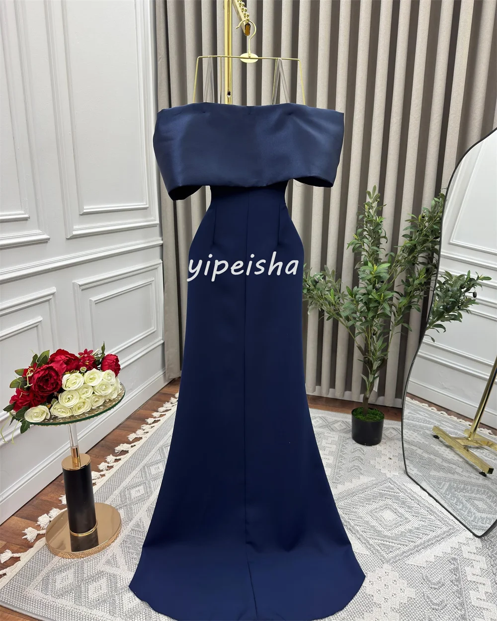 تخصيص مثير عالية الجودة جيرسي الطية ثنيات حورية البحر خارج على الكتف فساتين طويلة مخصصة فساتين مناسبة رسمية أنيقة