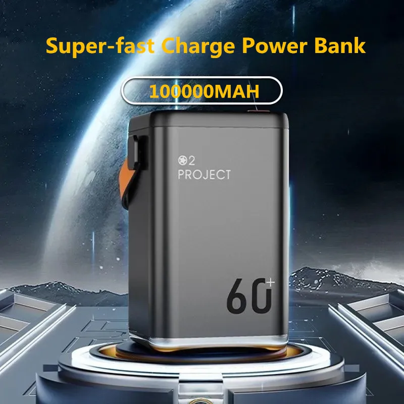 60000MAH/100000MAH 12V 5V 66W Lithium Polymer USB Type-C PD 20W Quick-Charge Battery Emergency LED Light Power Supply