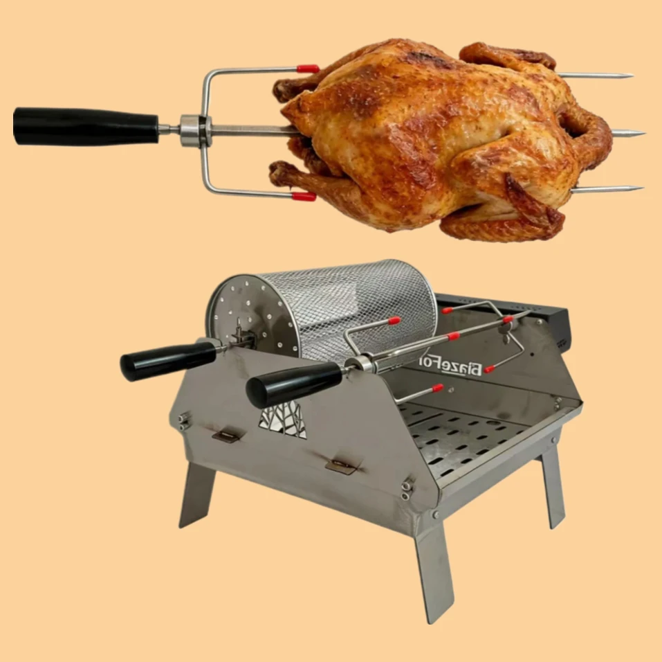 2026 F4 BBQ Grill Outdoor New Double Headed Flip Stainless Steel BBQ Stove Desktop Outdoor Barbecue Grill Camping Oven