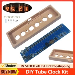 IN14 Wood Glow Tube Clock Assembly Kit Nixie Tube Digital LED Clock Circuit Board Electronic DIY Kit DC12V 1A for Experiments