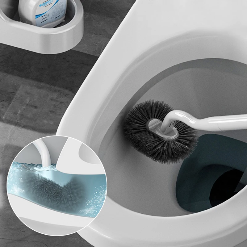 Bathroom Accessories White Toilet Brush Sets Wall-mounted Toilet Cleaning Soft Wool Long Handled No Dead End Cleaning