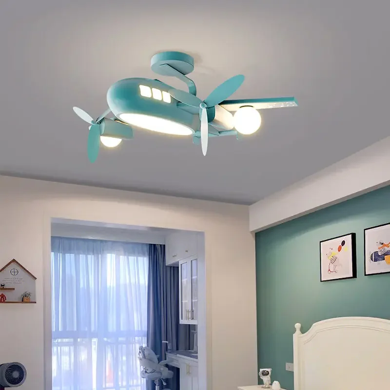 Children's Room Light Luxury Creative Cartoon Airplane Bedroom Pendant Light Modern Simple Infinite Dimming Ceiling Lamp