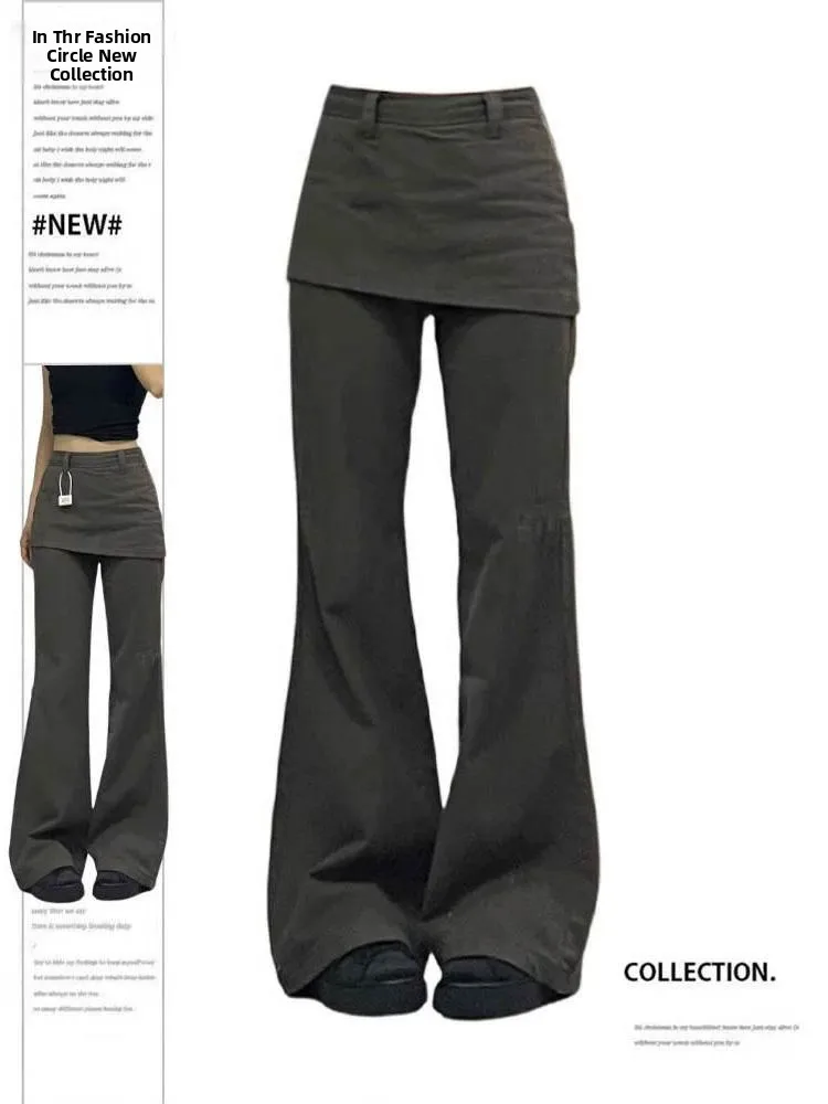 

Plus Size Retro High Waist Wide Leg Jeans Women's Spring New plus Size Faux Two-Piece Straight Leg Denim Workwear Micro Flare...
