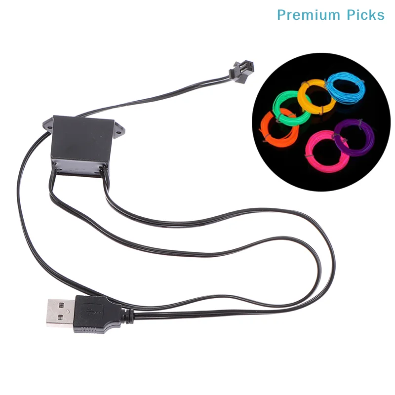 portable5V USB Adapter Driver 1-5M El Wire Electroluminescent Light Controller Inverter