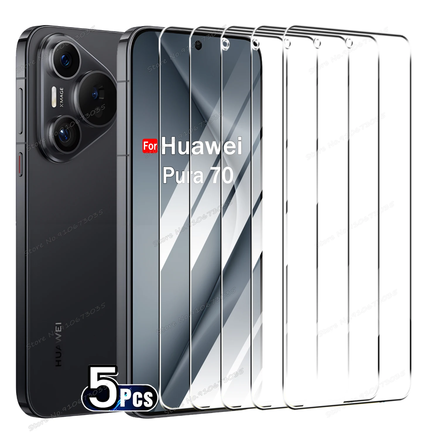 

5PCS Tempered Glass For Huawei Pura 70 Screen Protector For Huawei P30 P40 Lite P50 Nova 5T 8i Mate 20 50 60 HD Protective Glass