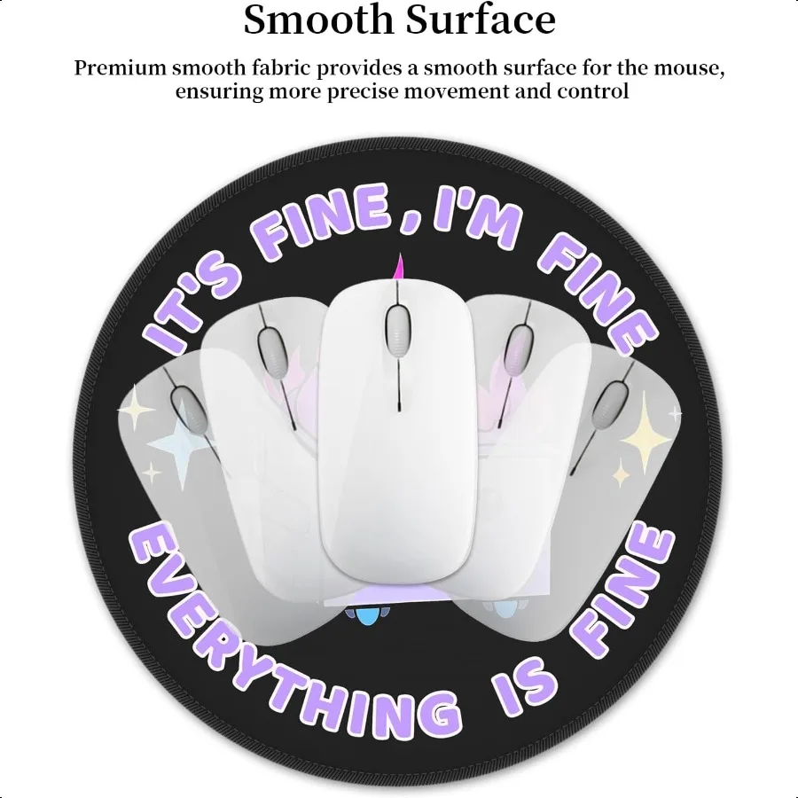 Funny Mouse Pad for Desk Cute Office Decor for Women Dumpster on Fire Small Mousepad with NonSlip Rubber Base This is Fine Roun