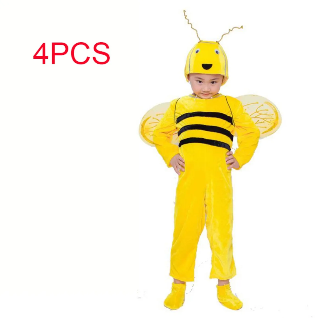 Disfraces de abeja para niños, disfraz de abeja de miel para Halloween, diadema, vestido, alas y calentadores de piernas