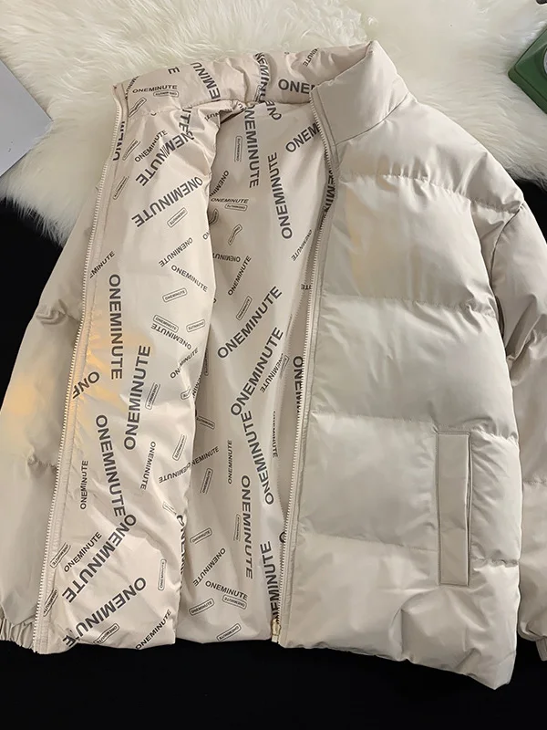 

Утепленная мужская куртка из американского хлопка, повседневная зимняя верхняя одежда с воротником-стойкой, теплая, молодежная, модная, приталенного кроя, с длинными рукавами